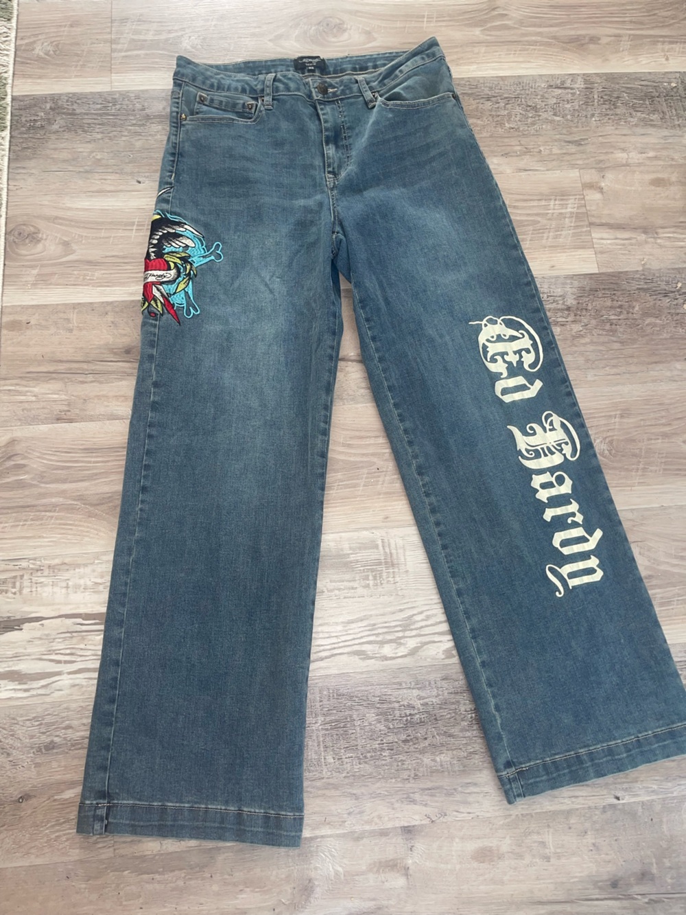 Ed Hardy Wide Leg Baggy Denim Jeans
